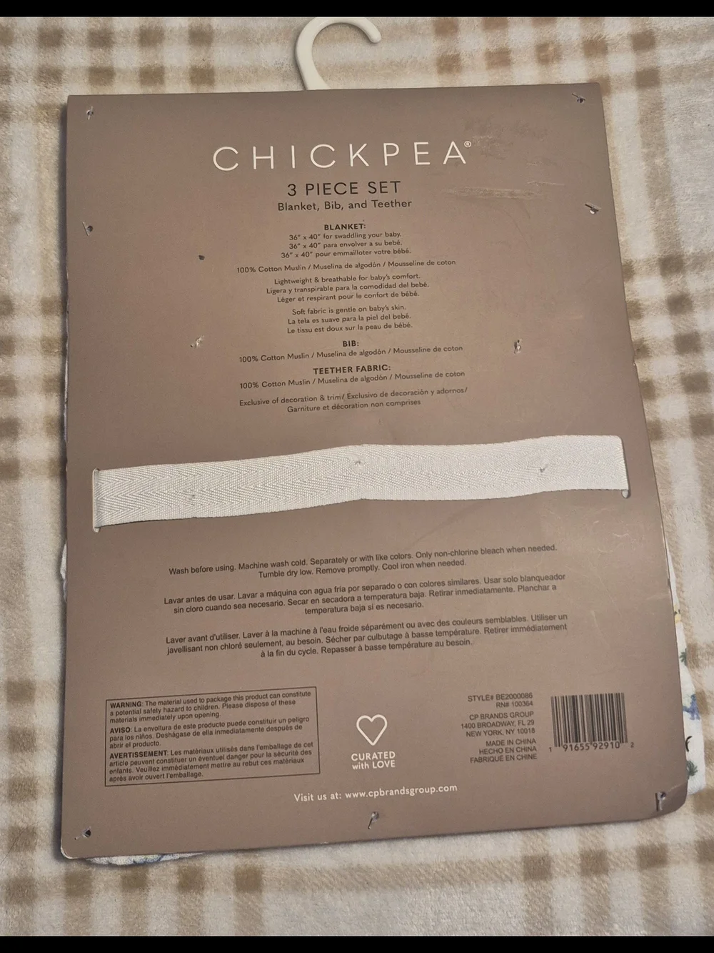 chick pea Blue & White Dino Muslin 3-Piece Baby Set